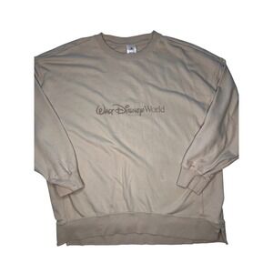 Disney Walt Disney World Mickey Mouse Embroidered Sweatshirt Tan Pullover L